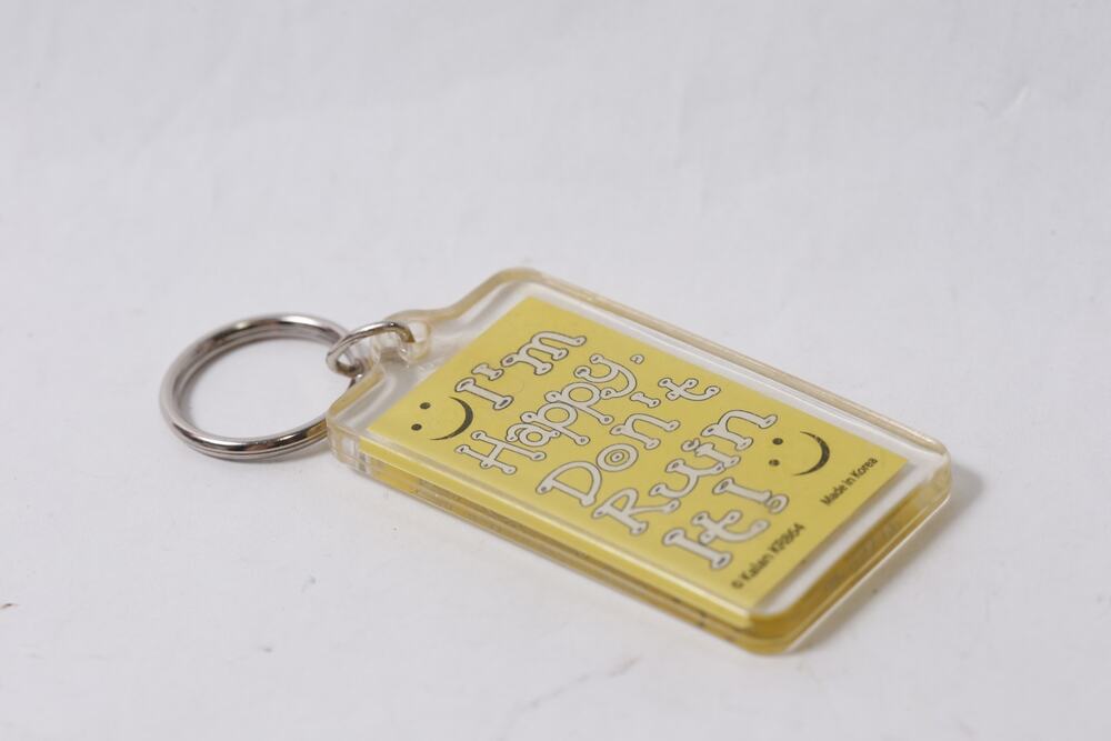 I'm Happy Don't Ruin It Keychain Vintage Kalan Korea Hanging ~ 260608-WH 1354